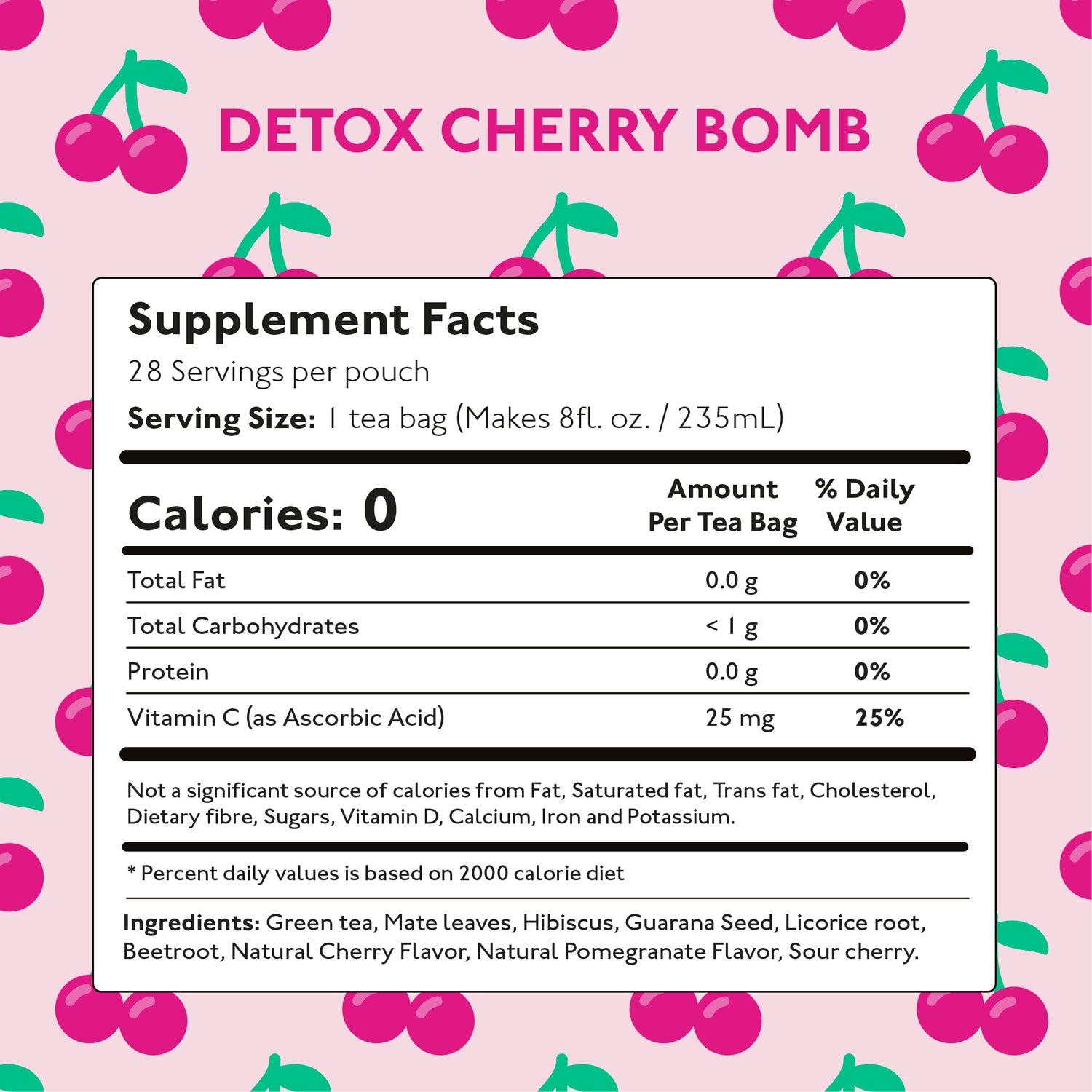 Detox Cherry Bomb Supplement Facts